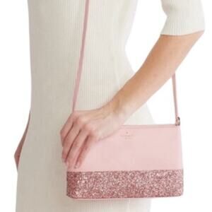 Kate Spade New York Flash Pink Crossbody Sparkled Glitter Leather Bag Chic NWT